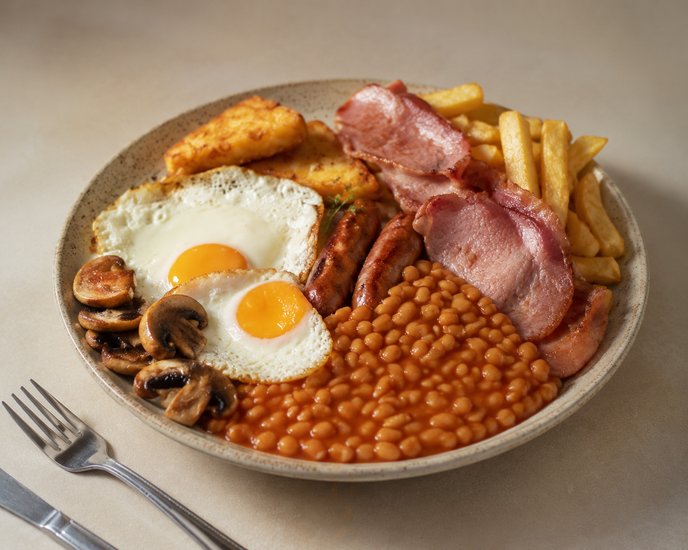 Cooked breakfast plate