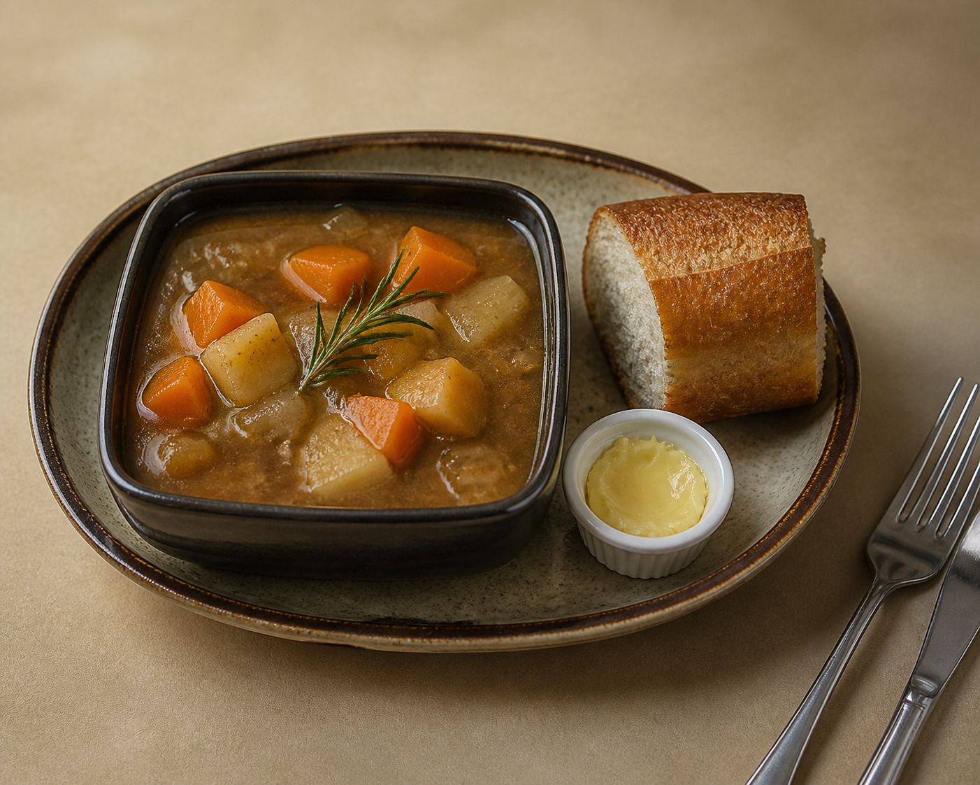 Beef cawl with bread